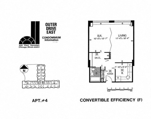 Floor plan for 1 bed, 1 bath